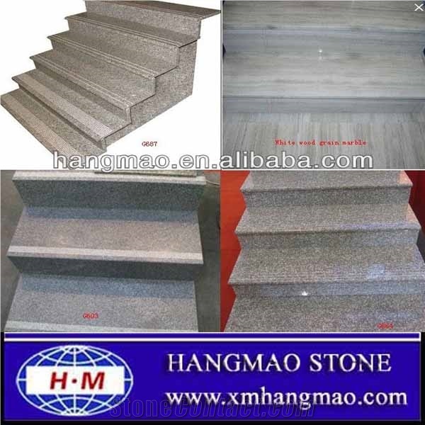 G603 Grey Granite Stair Treads,China White Granite Stair Riser