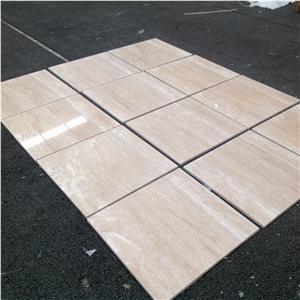Turkey Kemer White Travertine Polished Tile 12"X12"