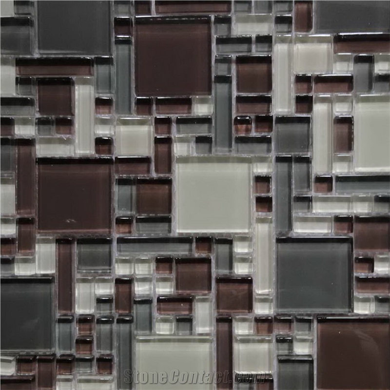 China Manmade Black Glass and White Glass Mosaic Pattern Tiles for Promotion Sell , for International Commercial Project Bathroom Decoration