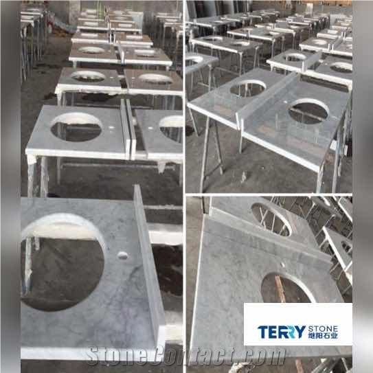 Italy White Cararra Marble Cd Vanity Tops/ Bianco Carrara Cd Bathroom Countertop/Blanc Carrara Vanity Tops/White Cararra
