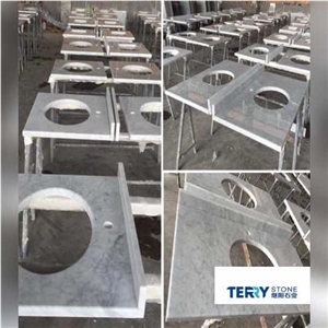 Italy White Cararra Marble Cd Vanity Tops/ Bianco Carrara Cd Bathroom Countertop/Blanc Carrara Vanity Tops/White Cararra