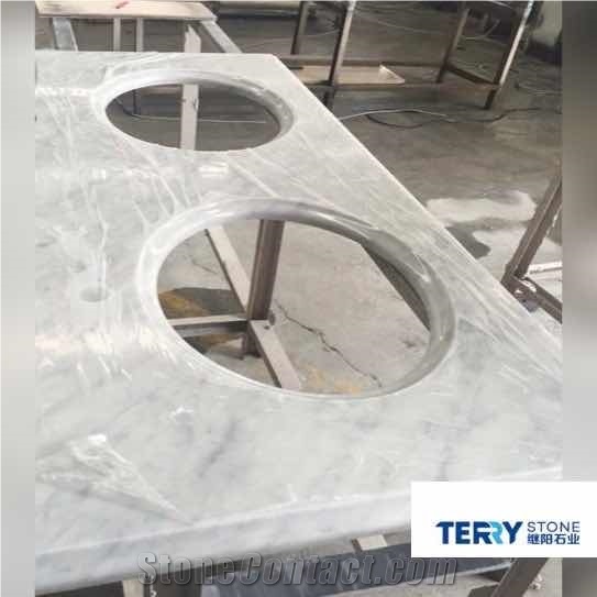 Italy White Cararra Marble Cd Vanity Tops/ Bianco Carrara Cd Bathroom Countertop/Blanc Carrara Vanity Tops/White Cararra