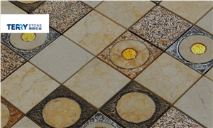Square Marble Honed Gold Surface Mosaic Us as Wall Decoration