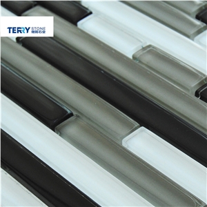 Ts-141005 Black Mix White Glass Linear Strips Mosaic Us as Home/Hotel Decoration