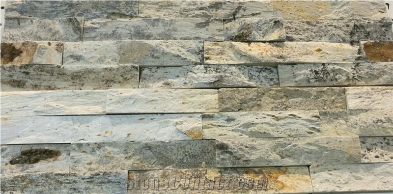 Beige, Yellow China Slate Tiles, Wall Cladding, Stacked Stone Veneer