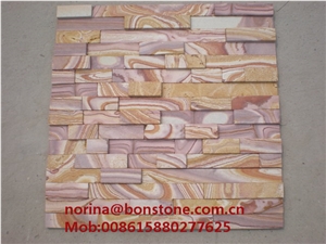 China Multicolor Sandstone Cultured Stone,Pink Multicolor Cultured Stone, Dfx - W1588 Pink Multicolor Sandstone Culture Stone, Ledge Stone