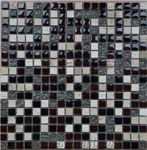 Glass Mosaic Tiles ,Slate and Glass Mosaic 15*100*7.8, Black Slate and Glass Mosaic, Polished Surface, Garden & Balcony Slate and Glass Mosaic, Kitchen Slate and Glass Mosaic, Elevator Mosaic