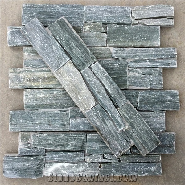 Green Slate Cement Natural Cultured Stone/ Stacked Stone/ Ledge Stone for Wall Panel Cladding