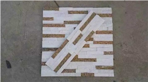 Mixcolor Cultured Stone,Golden White Quartzite Wall Decor,Feature Wall,Wall Cladding,Thin Stone Veneer