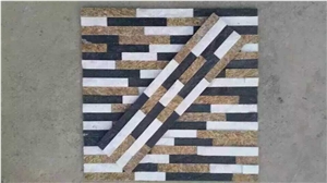 Mixcolor Cultured Stone,Golden White Quartzite Wall Decor,Feature Wall,Wall Cladding,Thin Stone Veneer