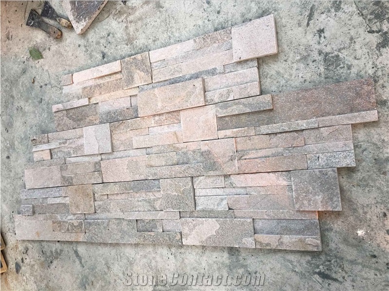 Pink Quartzite,Ledge Stone,Wall Cladding,Garden Waterfall,Cultured Stone