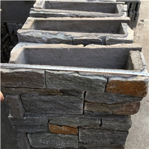 Rusty Quartzite Cultured Stone with Cement on Back /Cement Stacked Stone/ Stone Wall Cladding