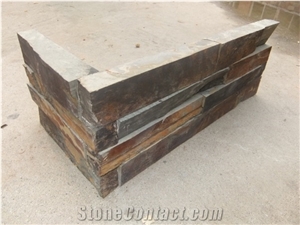 Rusty Slate Culture Stone Corner, Ledge Stone,Stacked Stone, Rough,Wall Cladding Tile ,Back Ground,Multi Colour Slate,Z Shape, Interlocked