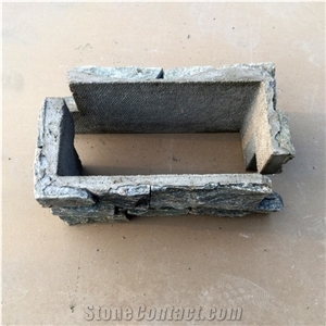 Sesame Yellow Granite Wall Cladding with Cement Back, Slate Ledge Stone Veneer,High Quality Sesame Yellow Slate Cement Cultured Stone Veneer