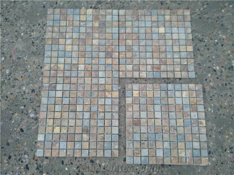 Slate and Glass Mosaic 15*100*7.8, Black Slate and Glass Mosaic, Polished Surface, Garden & Balcony Slate and Glass Mosaic, Kitchen Slate and Glass Mosaic, Elevator Mosaic