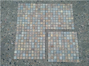 Slate and Glass Mosaic 15*100*7.8, Black Slate and Glass Mosaic, Polished Surface, Garden & Balcony Slate and Glass Mosaic, Kitchen Slate and Glass Mosaic, Elevator Mosaic