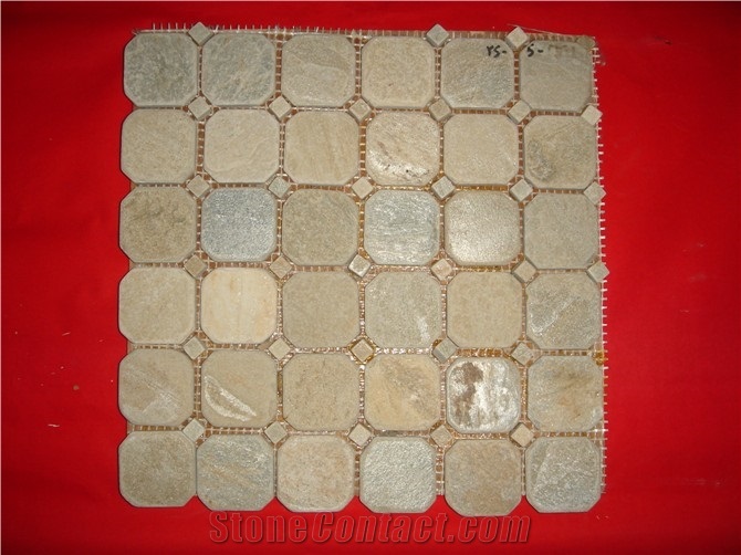 Slate and Glass Mosaic 15*100*7.8, Polished Surface, Garden & Balcony Slate and Glass Mosaic, Kitchen Slate and Glass Mosaic, Elevator Mosaic