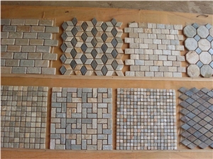 Slate and Glass Mosaic 15*100*7.8, Polished Surface, Garden & Balcony Slate and Glass Mosaic, Kitchen Slate and Glass Mosaic, Elevator Mosaic