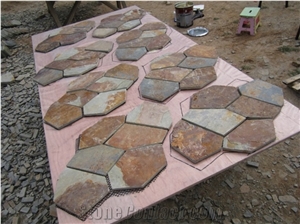 Slate Crazy Paving, Slate Mesh Paving, Slate Net Paste, Random Flag Stone, Rusty Slate Flagstone