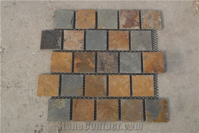 Slate Mosaic ,Mosaic Slate Cultured Stone, Wall Cladding & Covering, Stacked Stone Veneer, Ledge Stone,Wall Decor, Wall Panel,Multicolor Mosaic