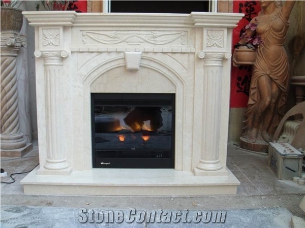 White Marble Fireplace Mantel Handcarved Flower Sculptured Fireplace, Polished White Marble Fireplace Mantel/Hearth/Design/Surround, Volakas Fireplace, British Style Fireplace