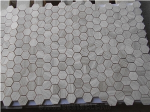 White Wood Grain Hexagon Marble Mosaic Tile,Cararra White Marble Mosaic /Wall Mosaic /Stone Mosaic