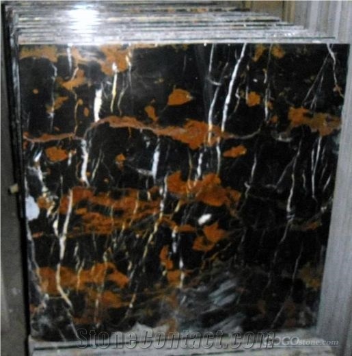 Marble Black & Gold Standard Tiles & Slabs, Polished Marble Floor Tiles, Wall Tiles
