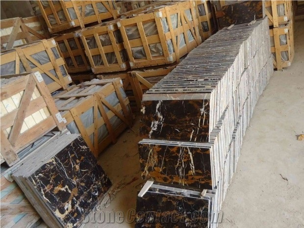 Marble Black & Gold Standard Tiles & Slabs, Polished Marble Floor Tiles, Wall Tiles