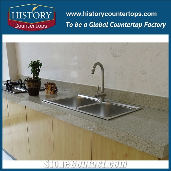 Beige Katusha Kitchen Countertop with Quartz Tops,Countertops for Hotel Kitchen with Various Edge Profiles