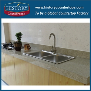 Beige Katusha Kitchen Countertop with Quartz Tops,Countertops for Hotel Kitchen with Various Edge Profiles