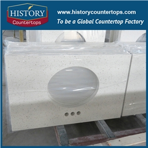 Best Quartz Countertop Options, Polished and Honed Pearl White Engineered Quartz Stone Countertop,For Hotel Kitchen,Backsplash Walling Panel Customized Edge