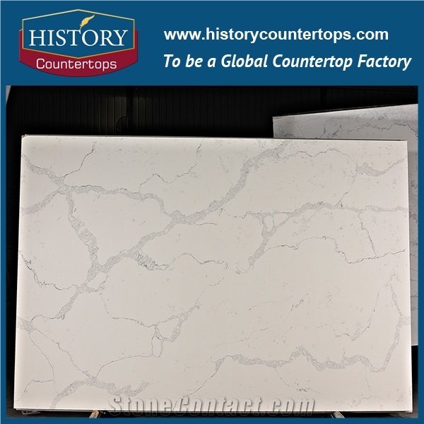 Cheap Calacatta Nuvo White Quartz Stone Slabs for Countertops,Kitchen and Bath Interior Exterior Decoration,Polished Table Tops Various Edge Profiles