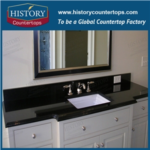 China Absolutely Black Granite,Chines Nero Assoluto,China Stone Market, Polished Bathroom Countertops, Vanity Tops