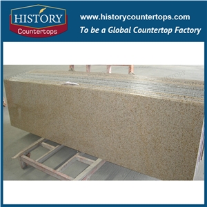 China Hubei Golden Yellow Granite Natural Stone Buliding Materials for Custom Kitchen Countertops, Island Tops, Eased & Beveled Edge
