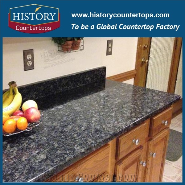 China Stone Saphir or Sapphire Blue Granite Counter Top Materials from India, Granite Polishing Solid Surface with High Quality & Cheap Good Option for Kitchen Countertops
