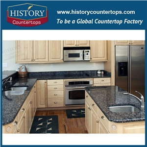 China Stone Saphir or Sapphire Blue Granite Counter Top Materials from India, Granite Polishing Solid Surface with High Quality & Cheap Good Option for Kitchen Countertops