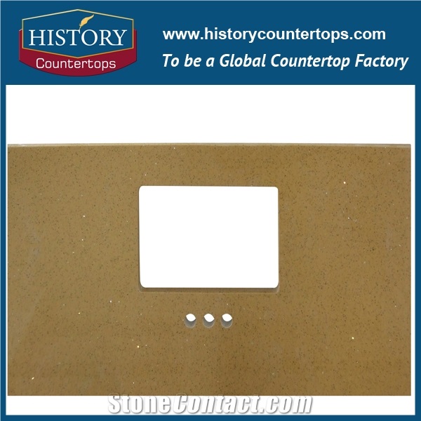 Chinese Harvest Creamy Yellow Crystal Quartz Stones Custom Kitchen Desk Tops, Countertops,Kitchen Island Tops,Kitchen and Bath Interior Exterior Decoration
