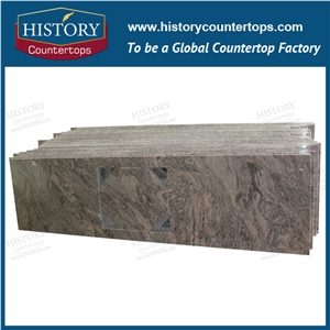 G261 China Juparana Grey Granite Natural Stone Countertops Vanity Top, Bathroom Counter Tops Customized Cut to Size Prefab Polished