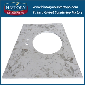 Granite White Artificial Stone Custom Bathroom Worktops, Vanity Tops,Engineered Countertops, Cheap Chinese Quartz