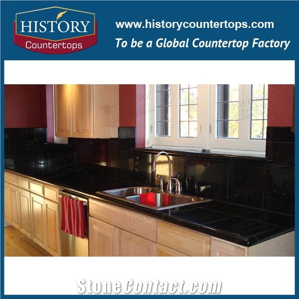 India Black Galaxy Granite Engineered Stone Building Materials Countertop & Vanity Top, Custom Counter Tops Dimensional Stone, Flooring,Customized Polished Surface