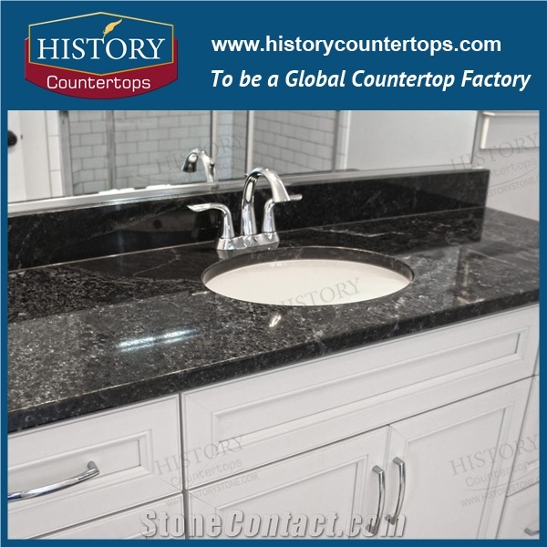 India Black Pearl Granite Natural Stone, Labrador Black India Granite Building Materials for Kitchen Countertops Option, Solid Surface
