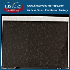 Polished Negro Portoro Quartz Countertops, Cheap Worktop, Brown Manufacturing Quartz Stone Kitchen Countertop