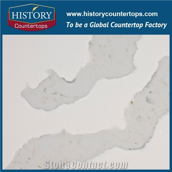 Professional Polished Calacatta White Artificial Quartz Stone Slabs for Kitchen Work Tops, Countertops Marble Quartz Stones,Ceasar Hot Sale