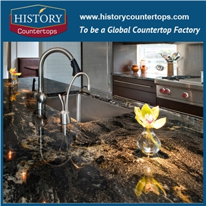 Titanium Black Cosmic Mc Granite Engineered Stone Can Be Polished, Sawn Cut, Sanded, Rockfaced, Sandblasted, Tumbled for Custom Kitchen Countertop, Cut to Size Polished