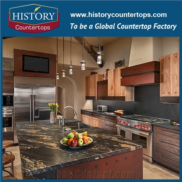 Titanium Black Cosmic Mc Granite Engineered Stone Can Be Polished, Sawn Cut, Sanded, Rockfaced, Sandblasted, Tumbled for Custom Kitchen Countertop, Cut to Size Polished