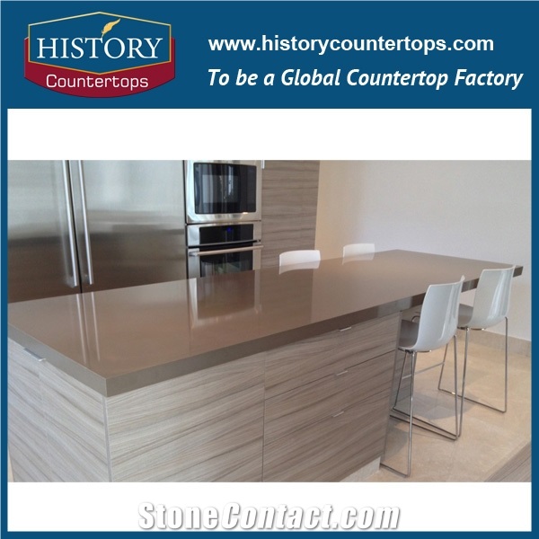 Walton Light Brown Quartz Stone Top,Countertop for Kitchen, Standard Size,Customized Manufacturing Quartz Stone Kitchen Countertop