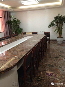 Chinese Factory Price Colorful Riverstones Slab, Rain Pebble Granite Slabs