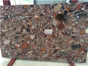 Chinese Factory Price Colorful Riverstones Slab, Rain Pebble Granite Slabs