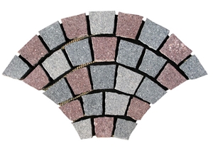 Fan Shaped Chinese Granite Walkway Pavers Grey Cube Stone