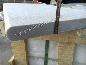 Natural Crystal White Quartzite Bullnose Pool Coping Tiles , White Quartzite Flamed Bullnose Tiles